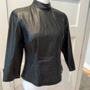 Neiman Marcus Black Leather Women's Shirt Jac